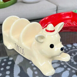 NEW Rae Dunn TACO Stand/Holder adorable ceramic Chihuahua with cute sombrero